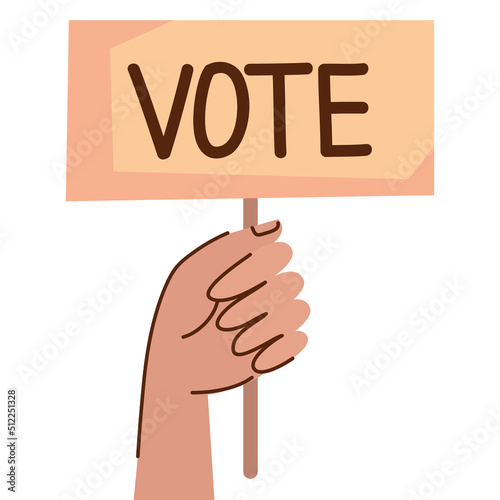 hand with vote banner