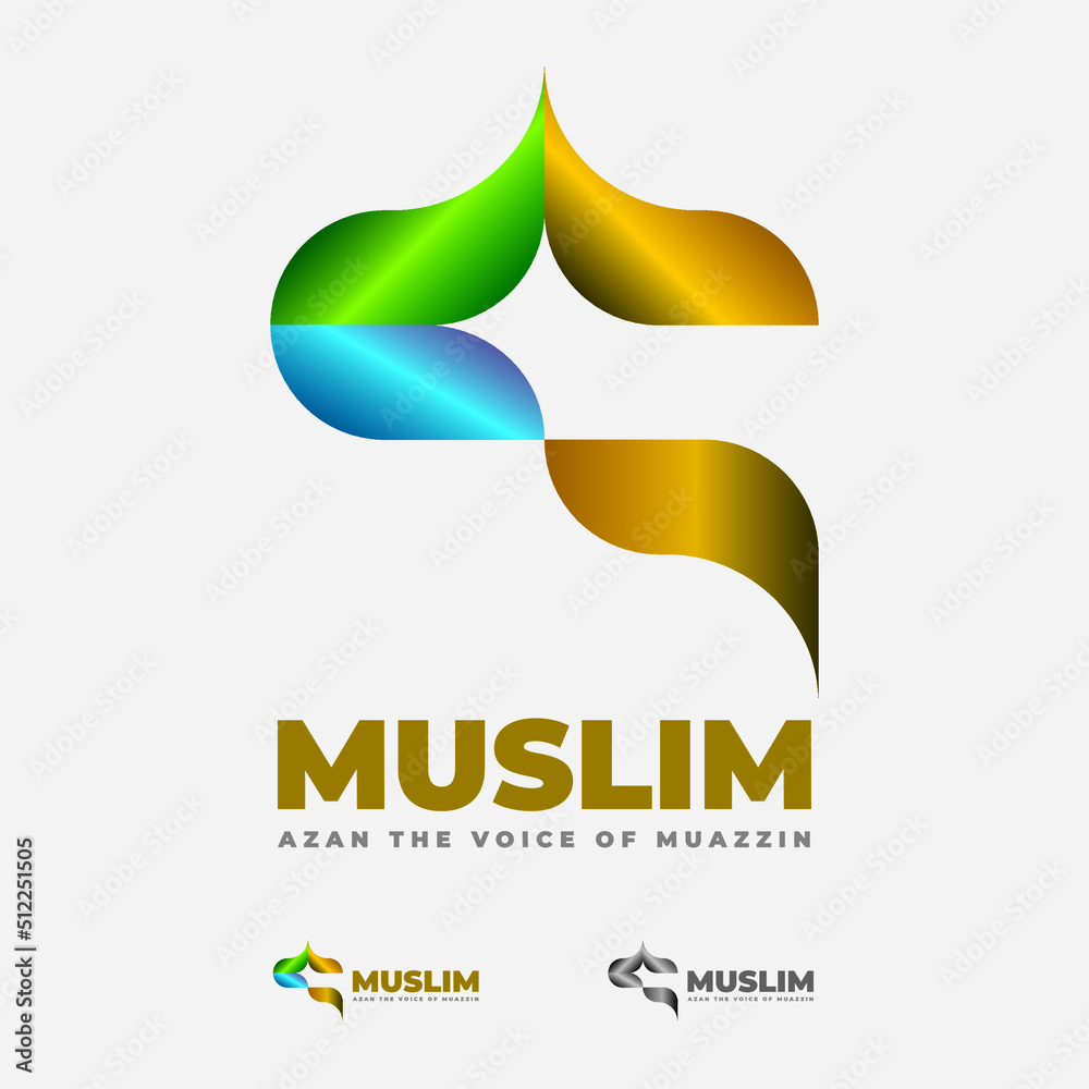 Mosque Minar and Prayer Place Logo Design Stock Vector | Adobe Stock