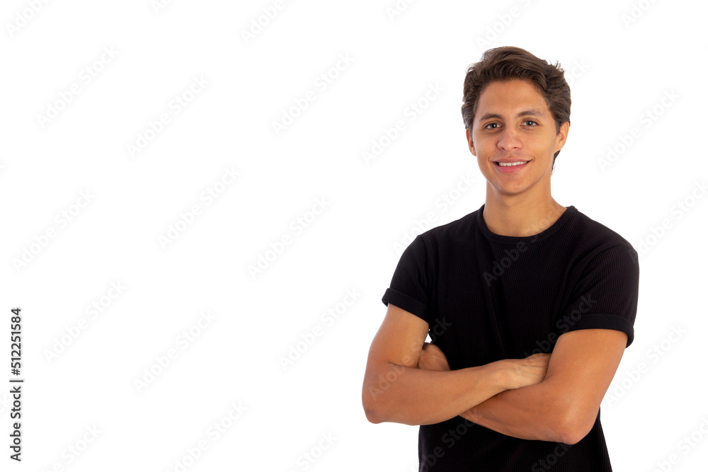 young Man with arms crossed in white background. young Man with arms crossed in white background.