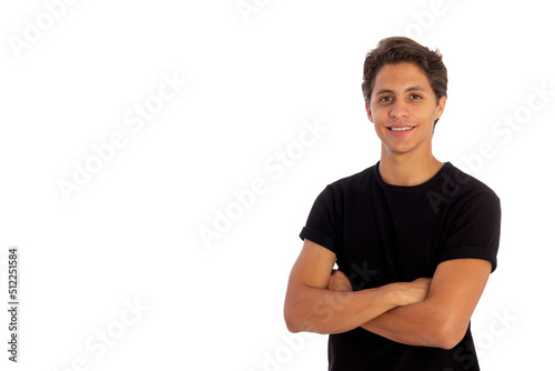 young Man with arms crossed in white background. © JAVIER FABIAN