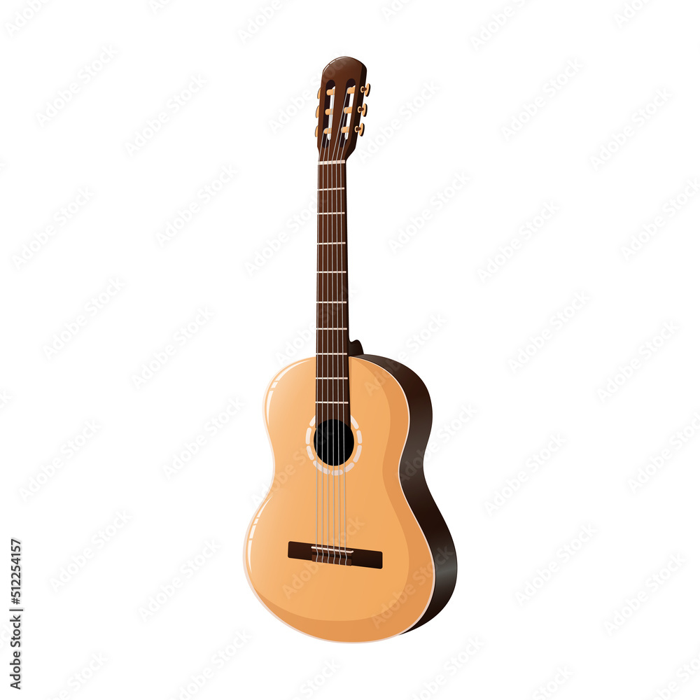 Cartoon guitar. Acoustic classical guitar.