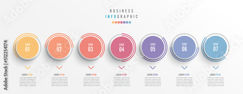 Business infographic element with 7 options, steps, number vector template design