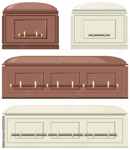 Set of different coffins isolated