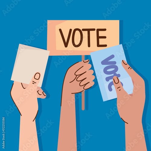 hand with democratic votes