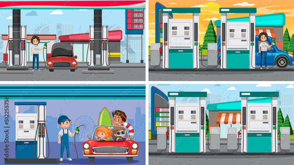 Four different petroleum industry scenes