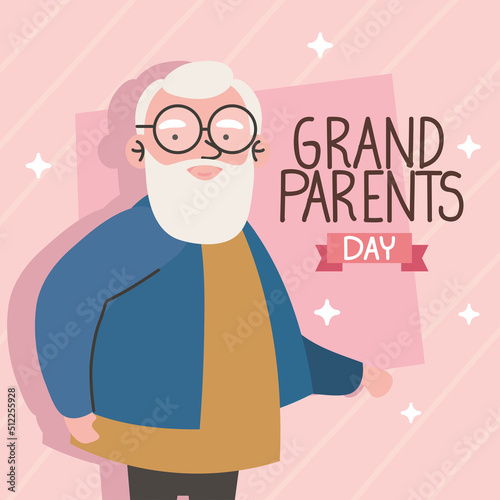 grandparents day lettering with grandpa