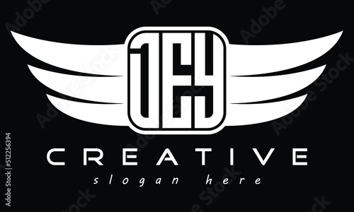 DEY letter Wing typography font logo Design. Vector template