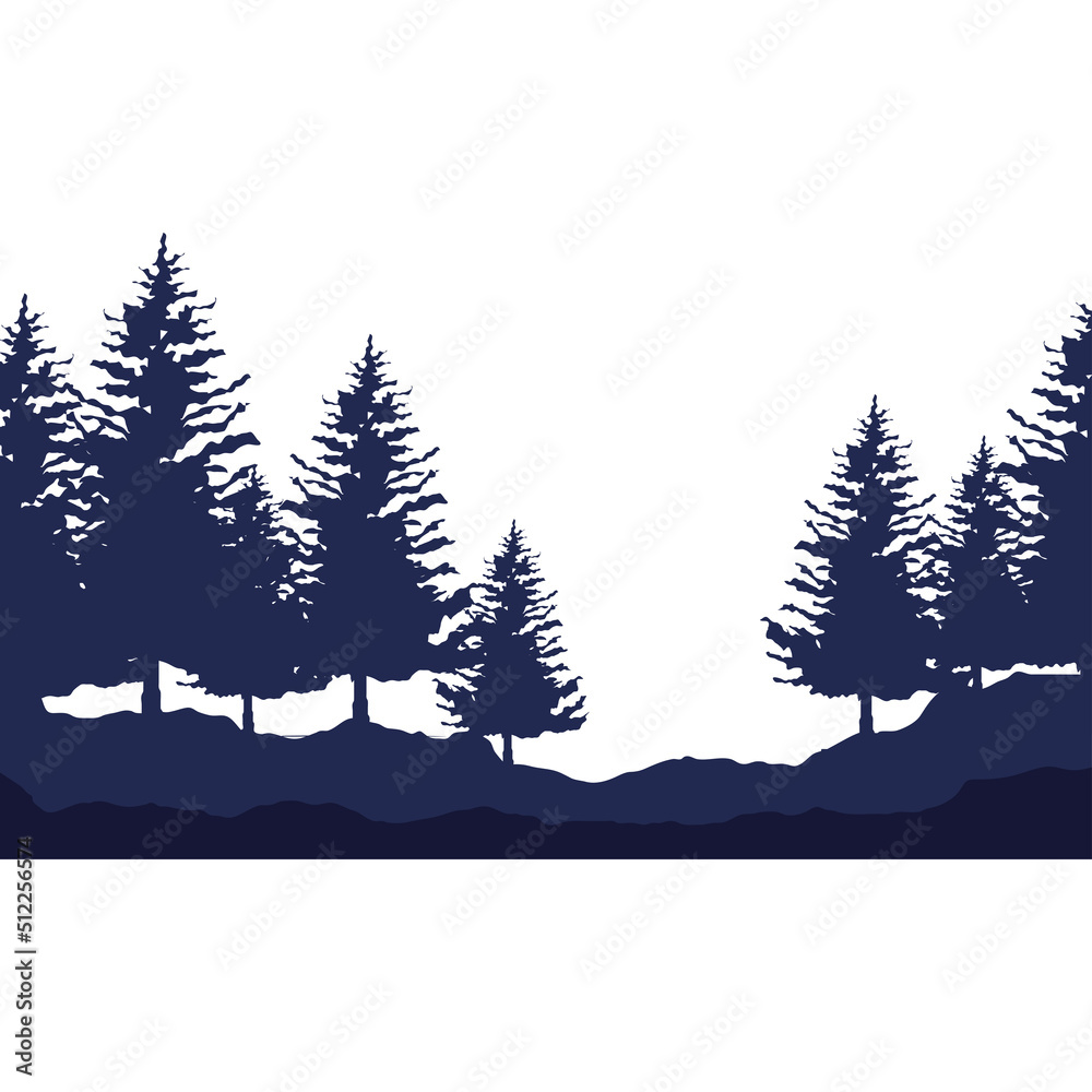 pines forest silhouette landscape