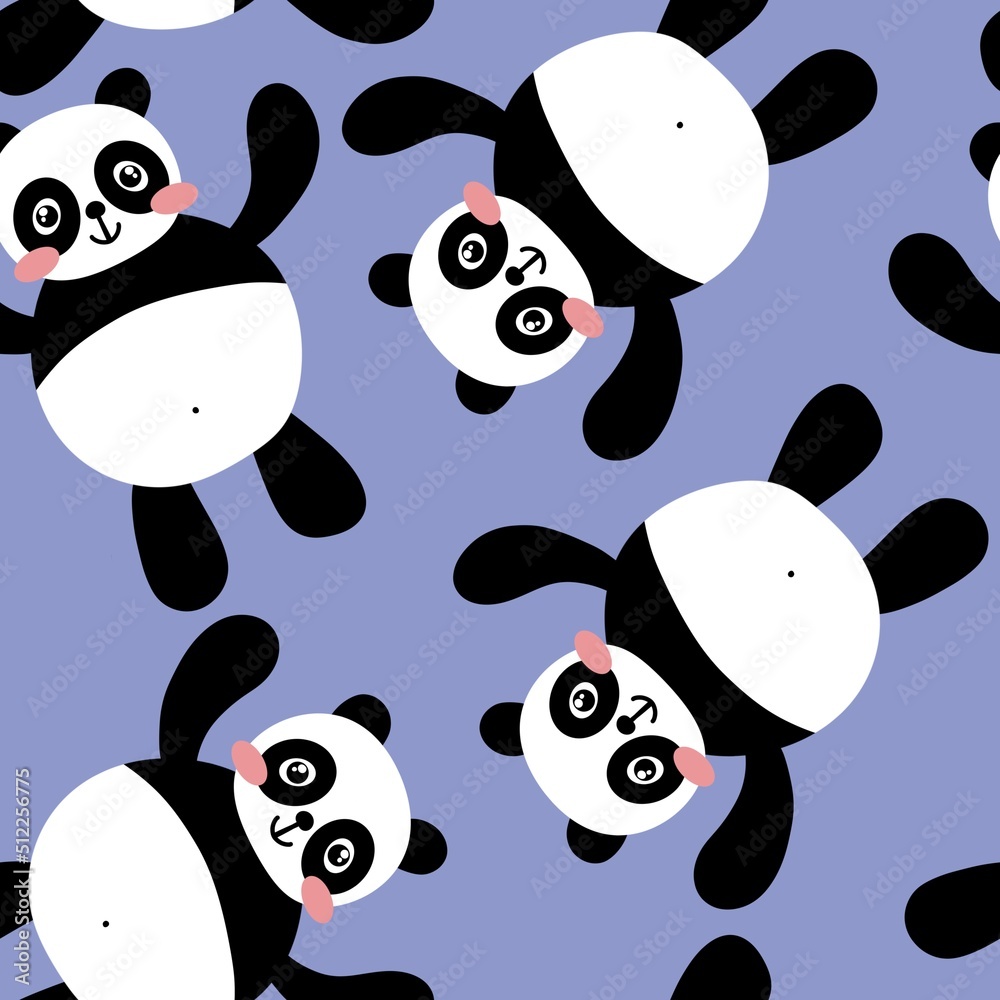 Cartoon seamless kawaii panda pattern for kids and fabrics and textiles ...