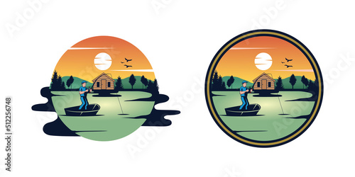 Cartoon fishing design illustration