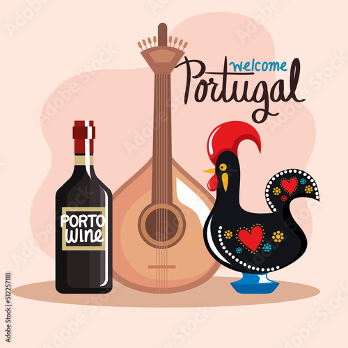welcome portugal lettering poster