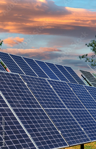 Obraz na płótnie solar panels on the background of the sky, the concept of energy in nature w salonie