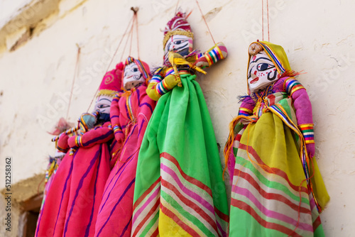 Colorful Indian puppets for sale in Mandawa India