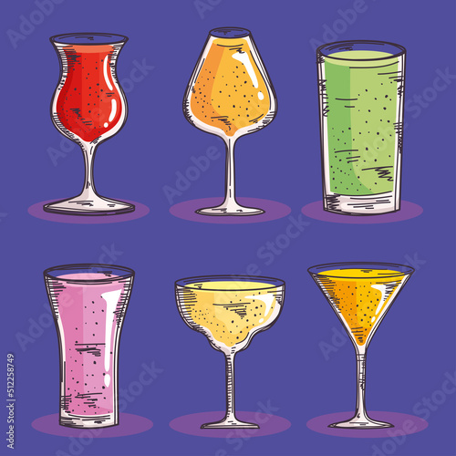 cocktails drinks six icons