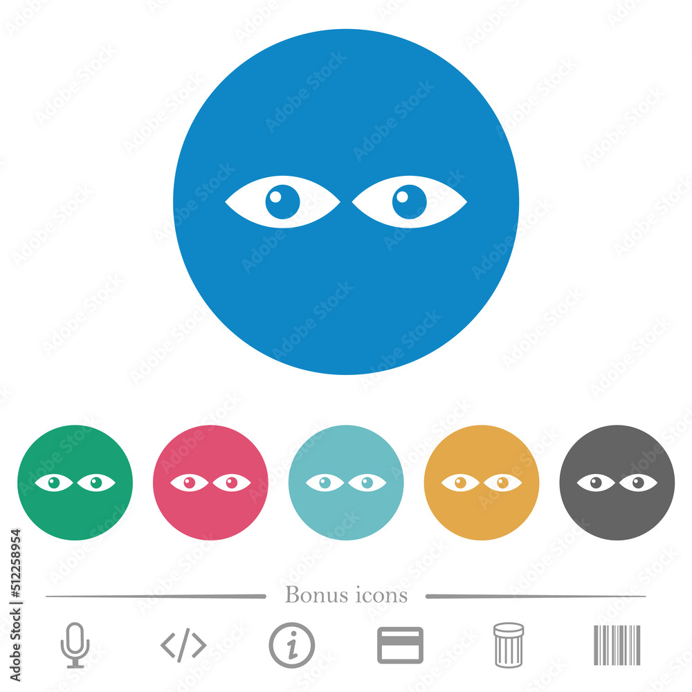 Watching eyes solid flat round icons Watching eyes solid flat round icons
