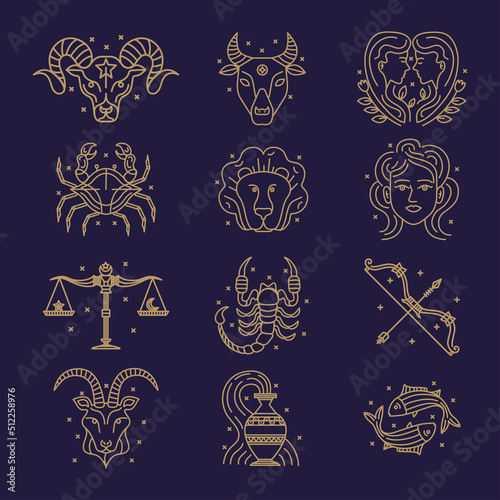twelve astrology signs icons
