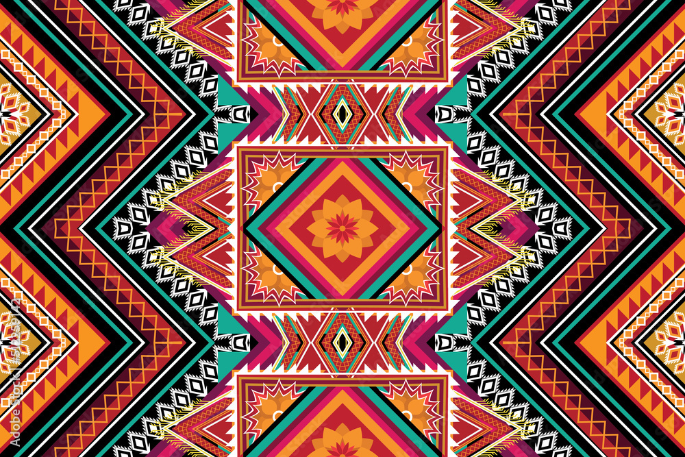 Geometric ethnic flower pattern for background,fabric,wrapping,clothing,wallpaper,Batik,carpet,embroidery style.