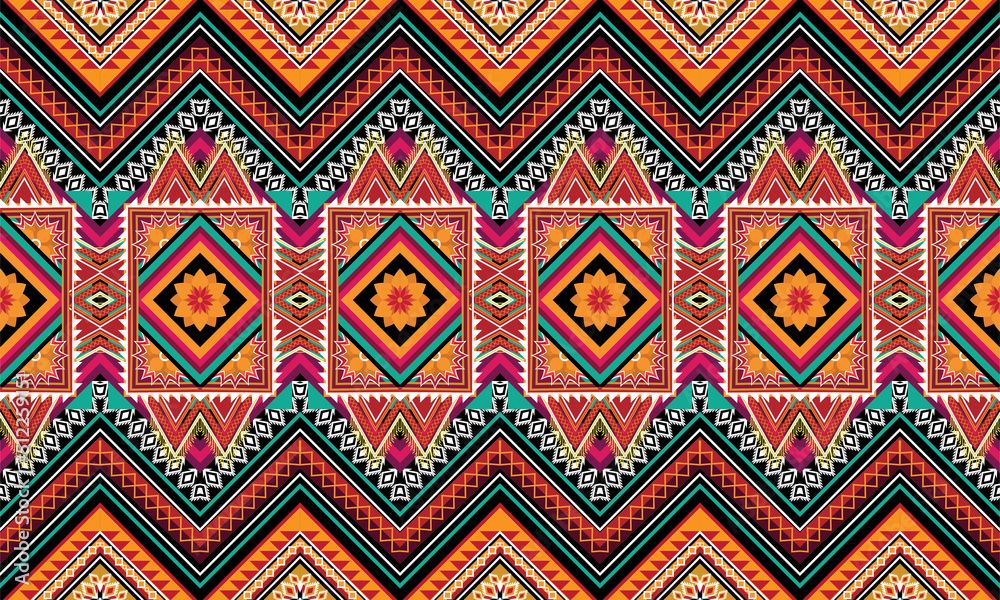Geometric ethnic flower pattern for background,fabric,wrapping,clothing,wallpaper,Batik,carpet,embroidery style. Geometric ethnic flower pattern for background,fabric,wrapping,clothing,wallpaper,Batik,carpet,embroidery style.