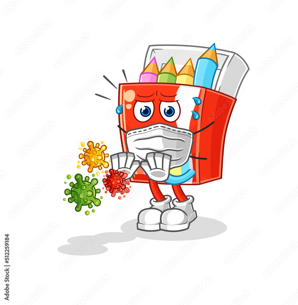 Obraz premium colored pencils refuse viruses cartoon. cartoon mascot vector