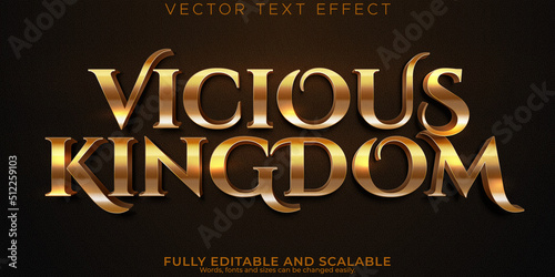 Obraz na plátně Kingdom metallic text effect, editable legend and warrior text style