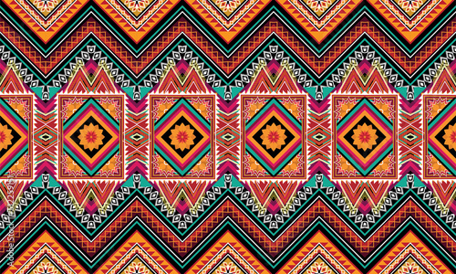 Wallpaper Mural Geometric ethnic flower pattern for background,fabric,wrapping,clothing,wallpaper,Batik,carpet,embroidery style. Torontodigital.ca