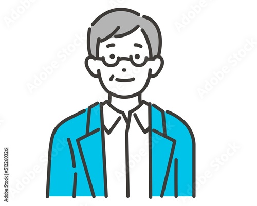 笑顔のシニア男性のベクターイラスト素材／お年寄り／老夫婦