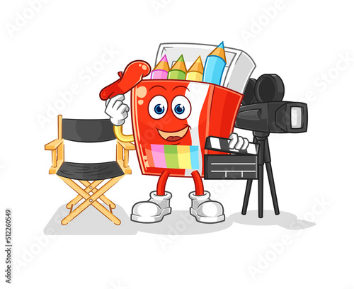 colored pencils director mascot. cartoon vector