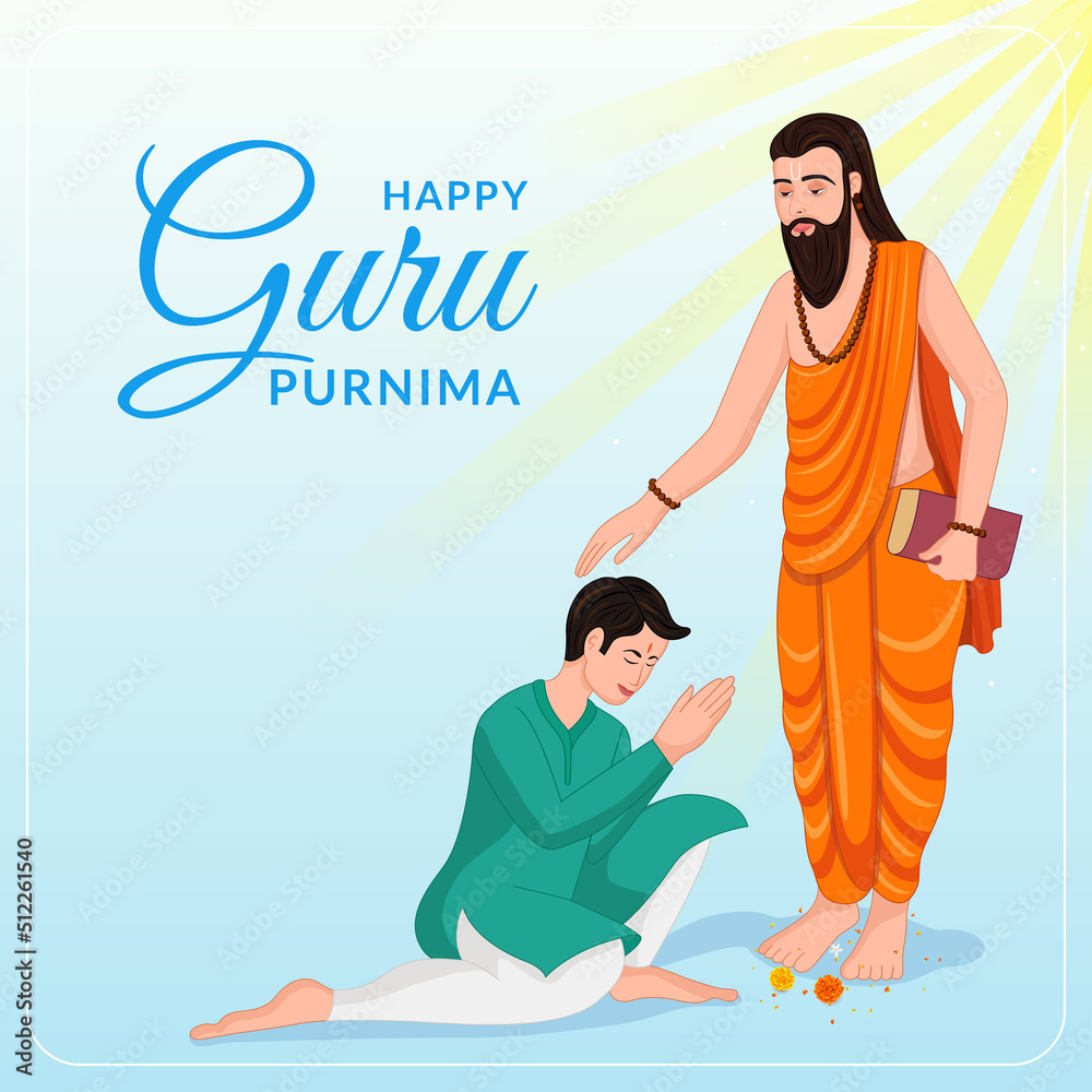 Guru Purnima festival of Indian & dedicate to spiritual teachers & gurus  give blesses to his shishya. Stock Vector | Adobe Stock