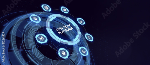 Bild auf Leinwand Low Code software development platform technology concept.