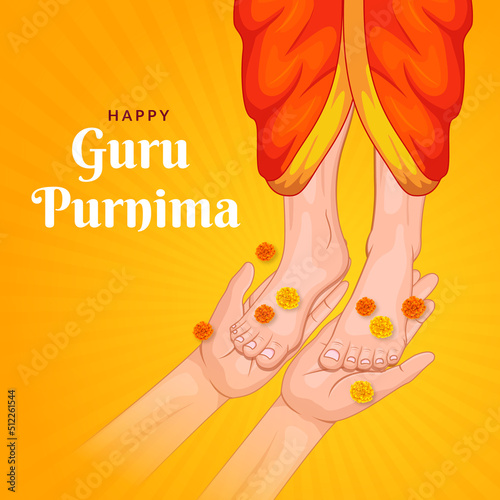 Guru Purnima festival of Indians and Nepalese dedicate to spiritual teachers and gurus. concept of guru hand, give blesses to his shishya.