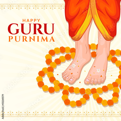 Guru Purnima festival of Indians and Nepalese dedicate to spiritual teachers and gurus. concept of guru hand, give blesses to his shishya.