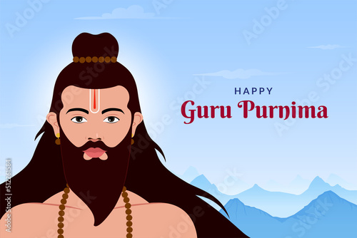 Guru Purnima festival of Indians and Nepalese dedicate to spiritual teachers and gurus. concept of guru hand, give blesses to his shishya.