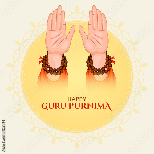 Guru Purnima festival of Indians and Nepalese dedicate to spiritual teachers and gurus. concept of guru hand, give blesses to his shishya.