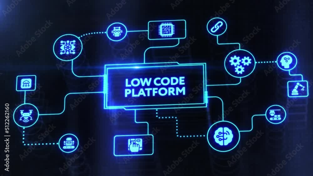Low Code software development platform technology concept.