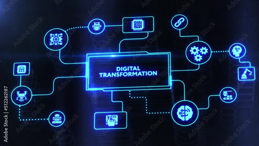 Concept of digitization of business processes and modern technology. Digital transformation.