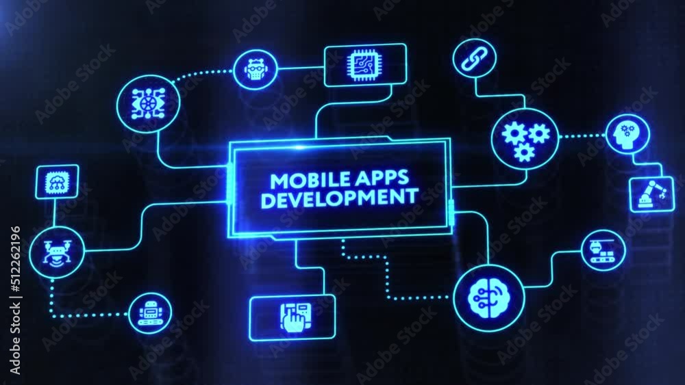 Inscription MOBILE APPS DEVELOPMENT on the virtual display. Cloud technology concept. Inscription MOBILE APPS DEVELOPMENT on the virtual display. Cloud technology concept.