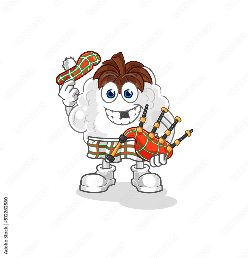 Obraz premium cotton scottish with bagpipes vector. cartoon character