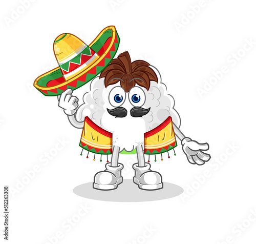 cotton Mexican culture and flag. cartoon mascot vector