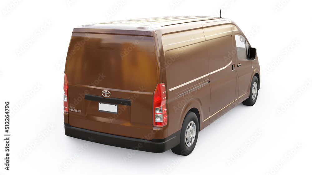Tokyo, Japan. April 12, 2022: Toyota Hiace. brown commercial van for ...