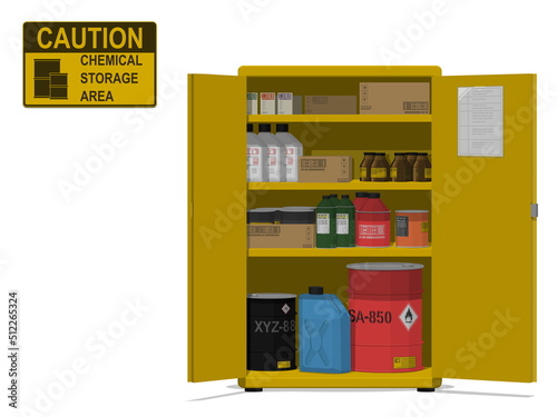 Isolated chemical storage cabinet on white background