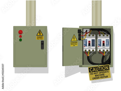 Isolated electrical cabinet on white background