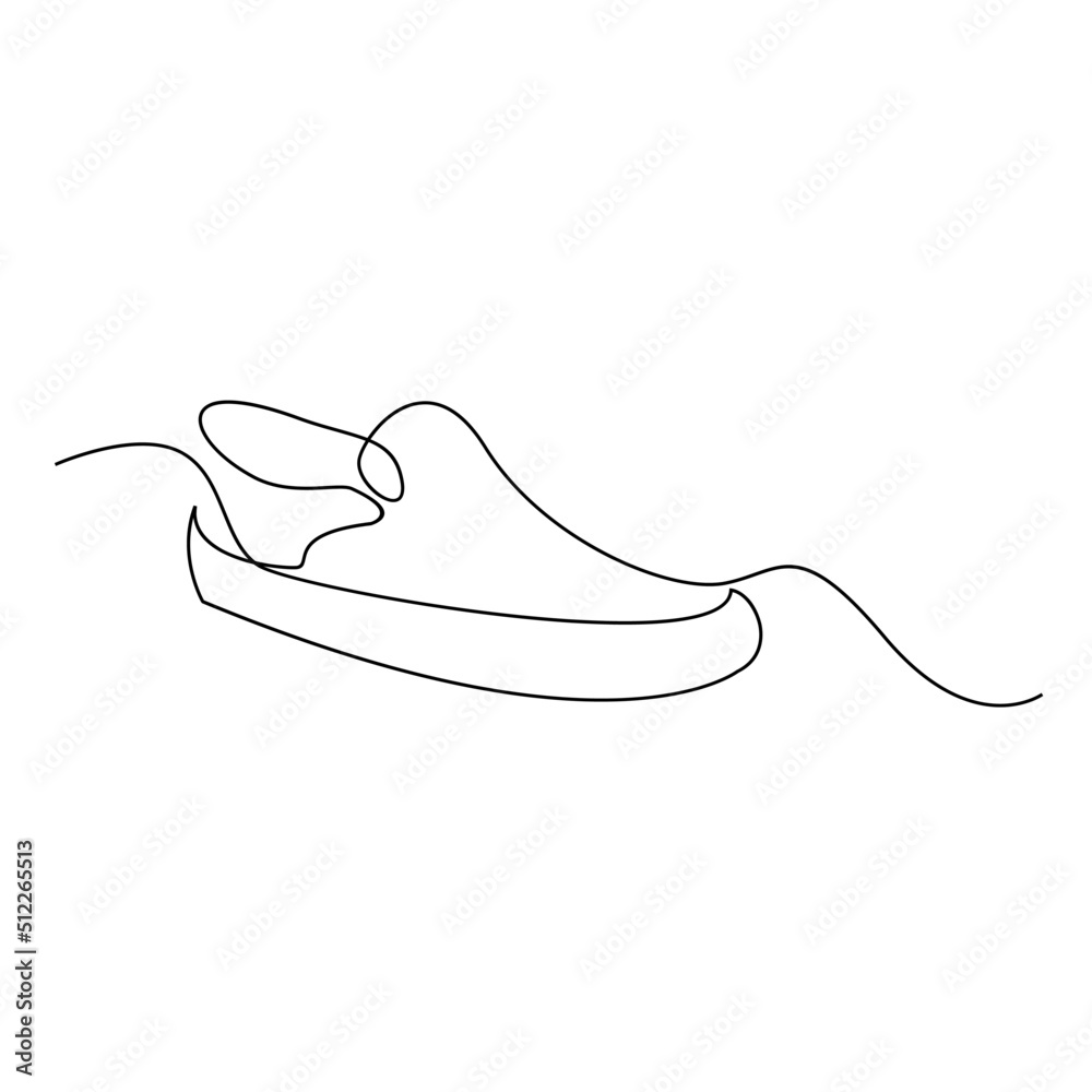 Vector illustration of sneakers sports shoes in a continuous one line isolated white background