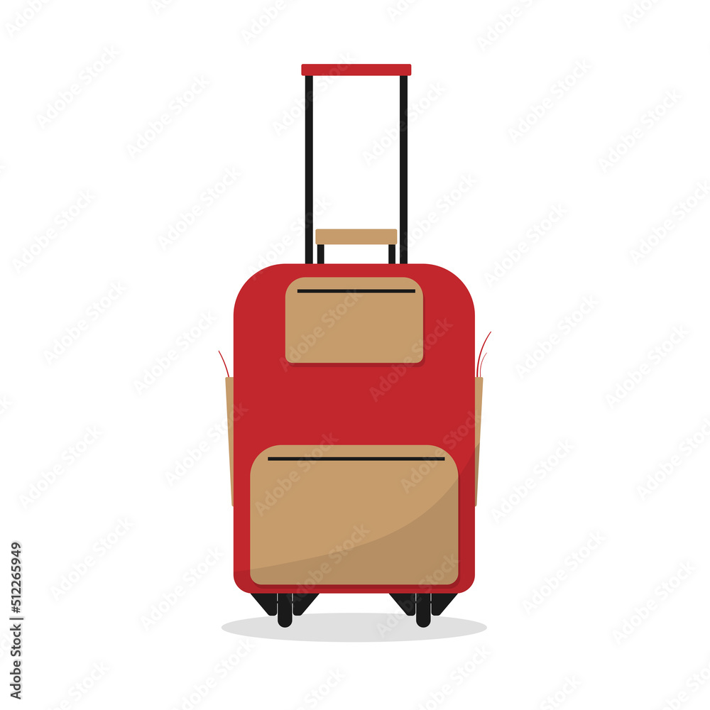 Cartoon luggage suitcase on wheels. Isolate on a grey background. Vector illustration Cartoon luggage suitcase on wheels. Isolate on a grey background. Vector illustration