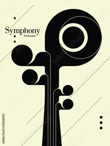 Cello. Modern symphony orchestra template. Vector Illustration.