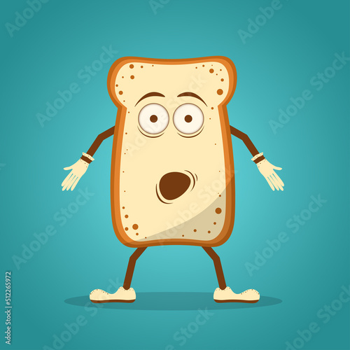Cute funny surprised bread toast character. Vector flat line cartoon kawaii character illustration icon. Isolated on white background. Toast with face character mascot bundle concept