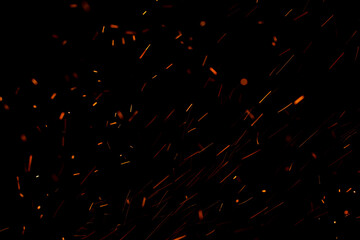 flame fire with sparks on black background