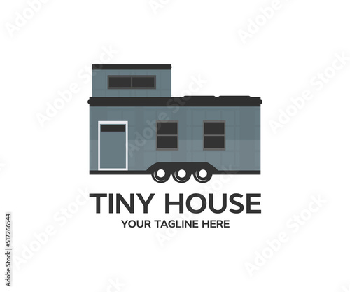 Mobile tiny house , tiny house trailer  logo design. Modern Small Tiny House Building  vector design and illustration.