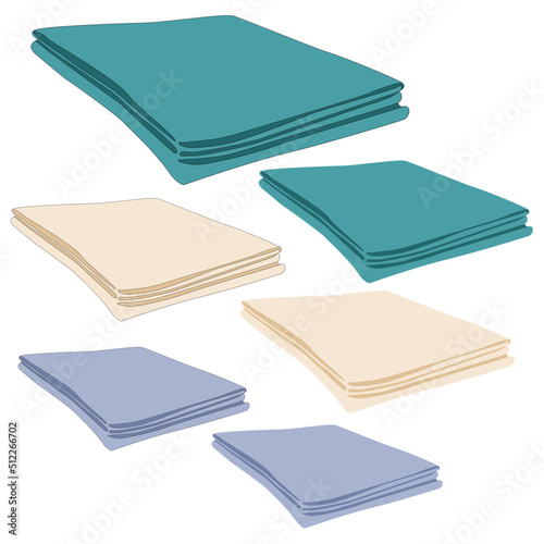 Vector piece of folded fabric towel sheet on white background isolated