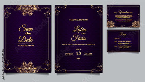 luxury wedding invitation card design set photo