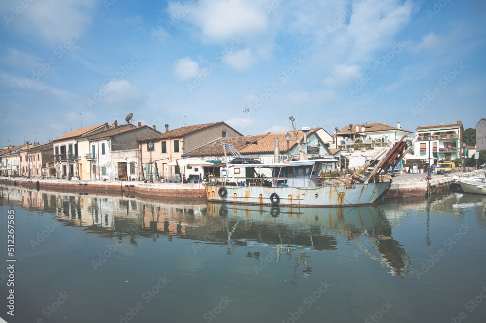 Houses on the canal port of Cesenatico